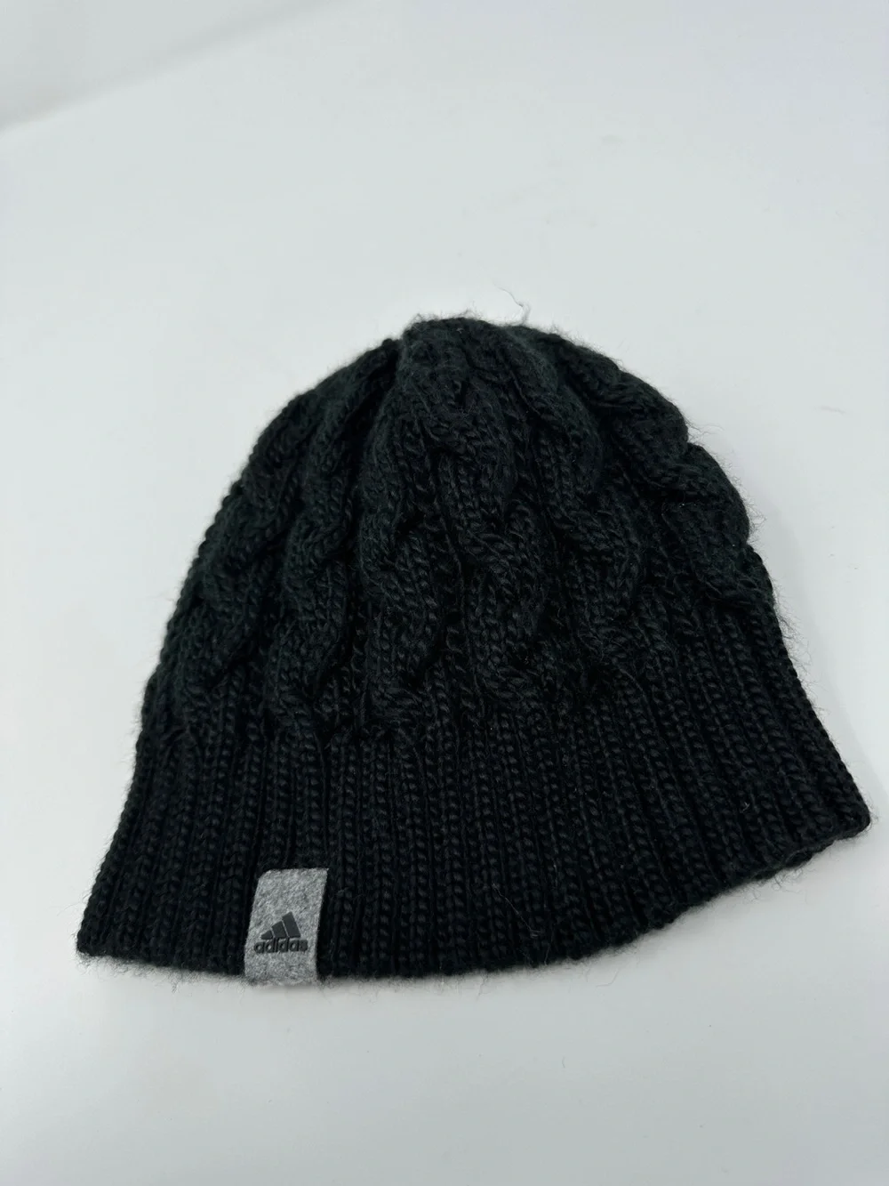 adidas Black Cable Knit Slouch Beanie - unisex